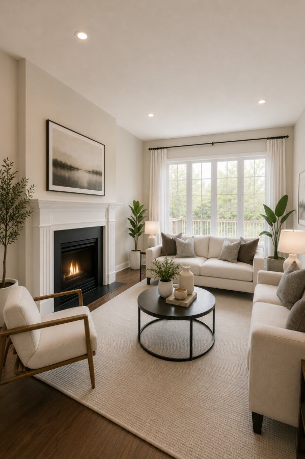 Same living room after professional staging